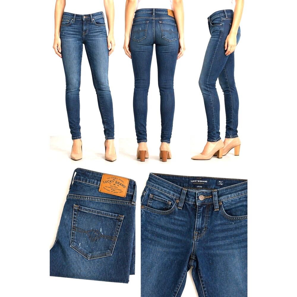 Lucky Brand 110 Skinny Jeans Womens 29x32 Dark Wash Stretch Mid Rise